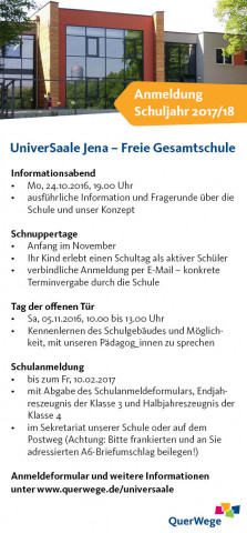 Termine rund um die Schulanmeldung 2016 _ UniverSaale