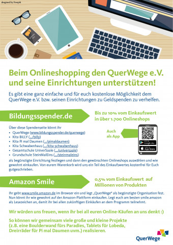 Plakat Onlineshopping-Kostenlos spenden über Amazon Smile oder Bildungsspender.de