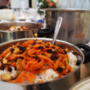 Das leckere afghanische Essen "Kabuli und Bedenjan"
