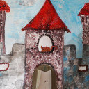 Das Schloss wurde als Teil es Bühnenbilds selbst gemalt.