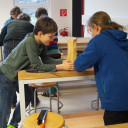 Klangfarben-Projekt "Murmelbahn": Die Schüler arbeiteten, aufgeteilt in sechs Gruppen, zusammen.